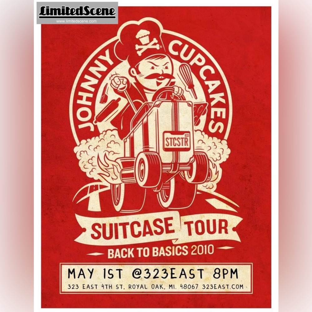 ☀️ Johnny Cupcakes Suitcase Tour 2010 T-Shirt - Picture 7 of 8